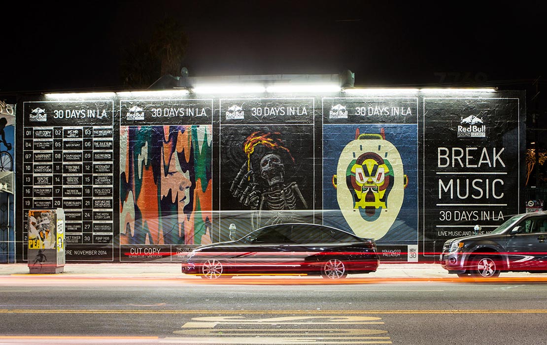 Red Bull Sound Select billboard in LA hand painted by Colossal Media