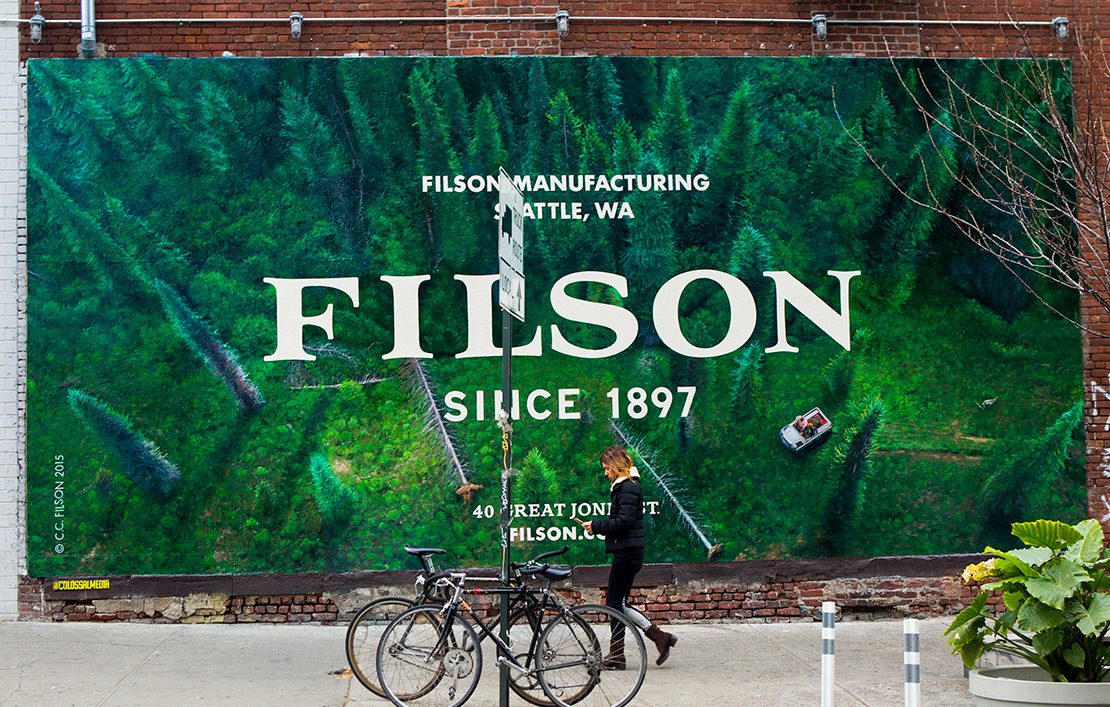 Mural advertisement for Filson NYC