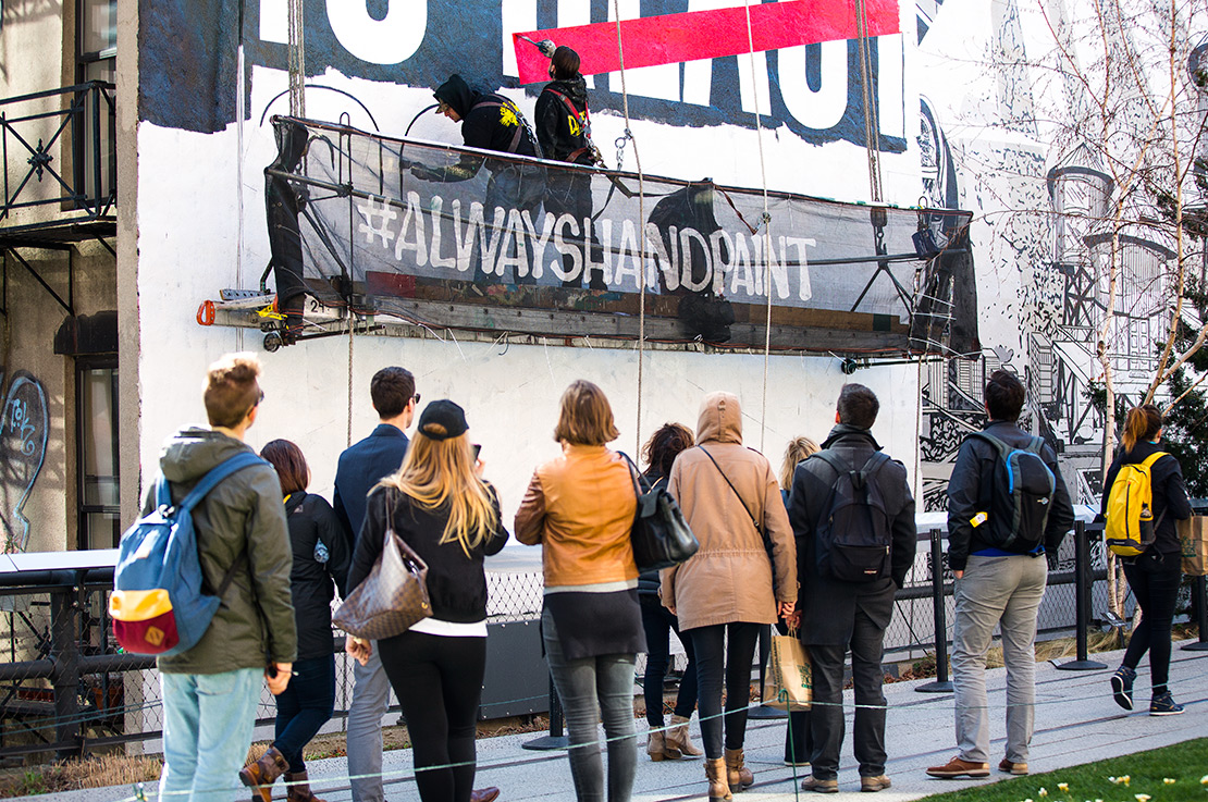 Colossal Media for The NYC High Line Hand Painted Art Mural: Barbara Kruger