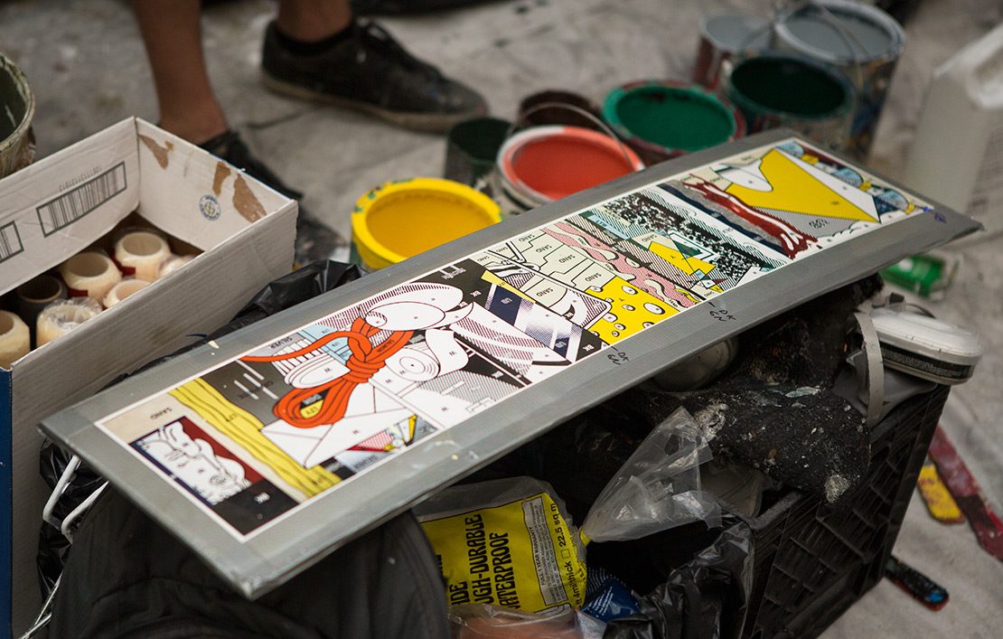Mixing and matching paint for Colossal Media's recreation of the Green Street Mural