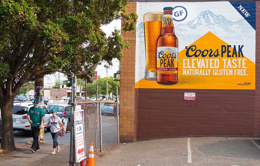 Colossal Media for Coors Peak Hand Painted Advertising Mural in Seattle