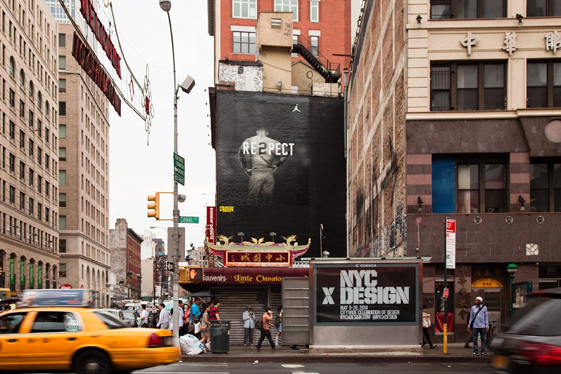 Jeter, a New York icon, towers over the city streets.