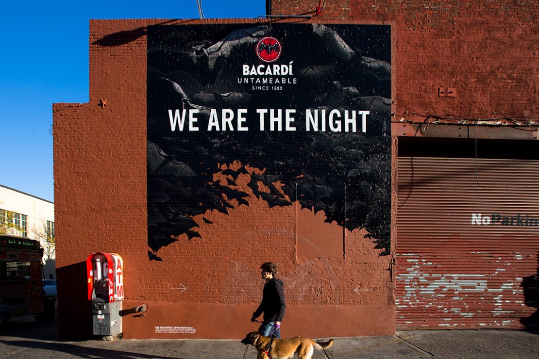 Bacardi's retroreflective pigment is invisible during the day.