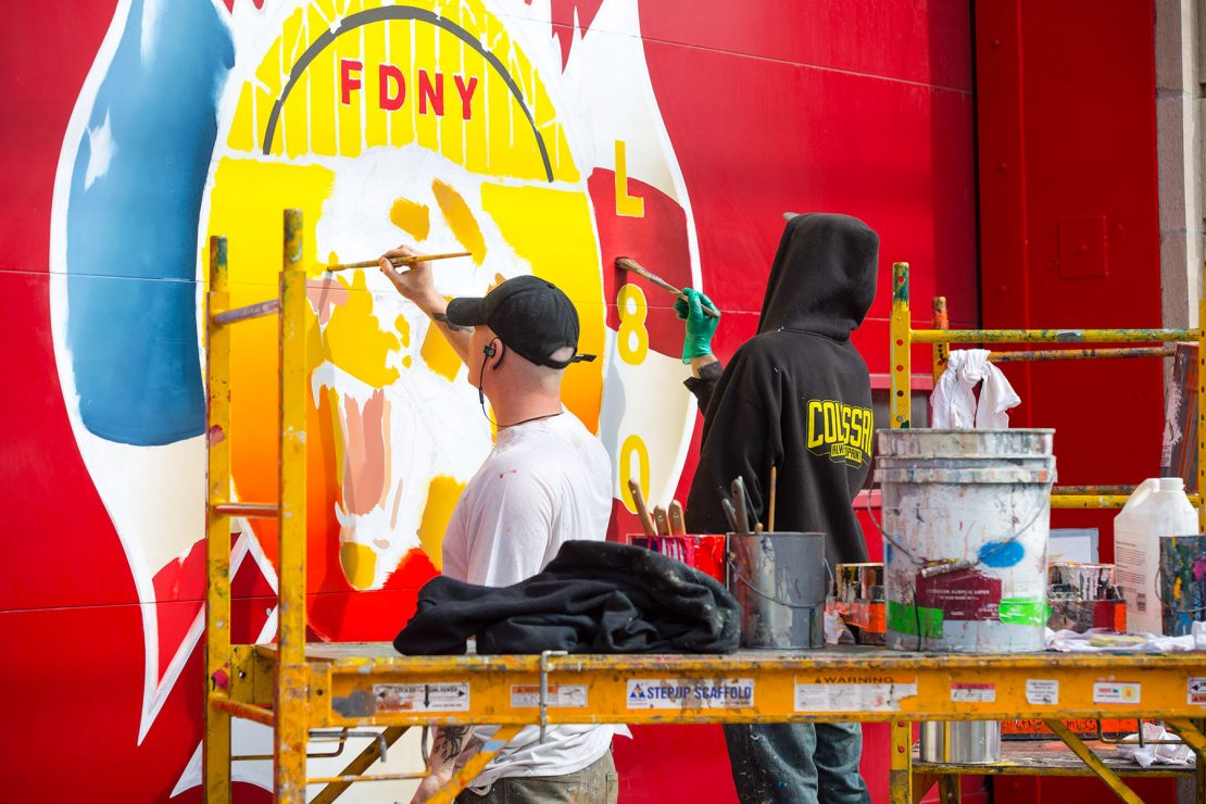 FDNY mural in progress