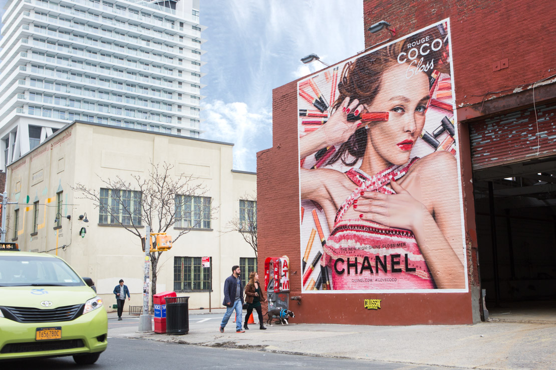 Chanel Rouge Coco Gloss hand painted mural in Brooklyn