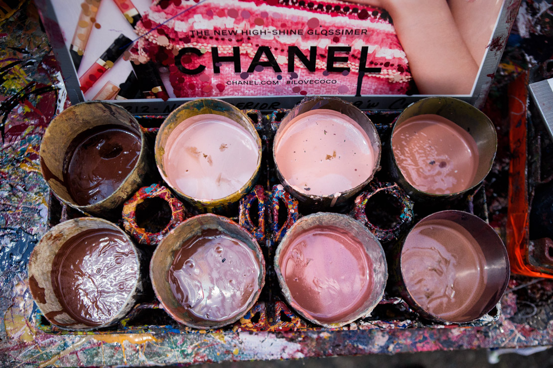 Mixing paint Colossal Media for Chanel