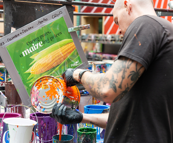Colossal media mixing paint for Peapod mural