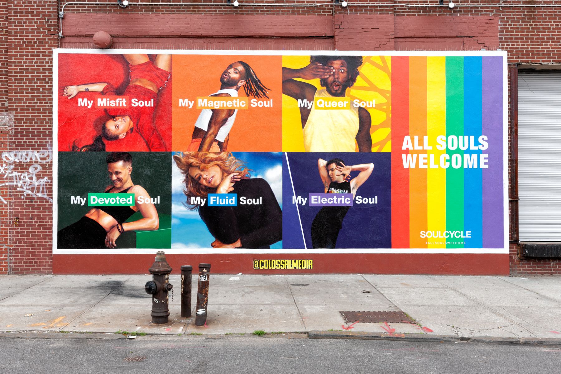 Colossal Media and SoulCycle's mural for their Pride campaign hits the streets in Williamsburg, Brooklyn.