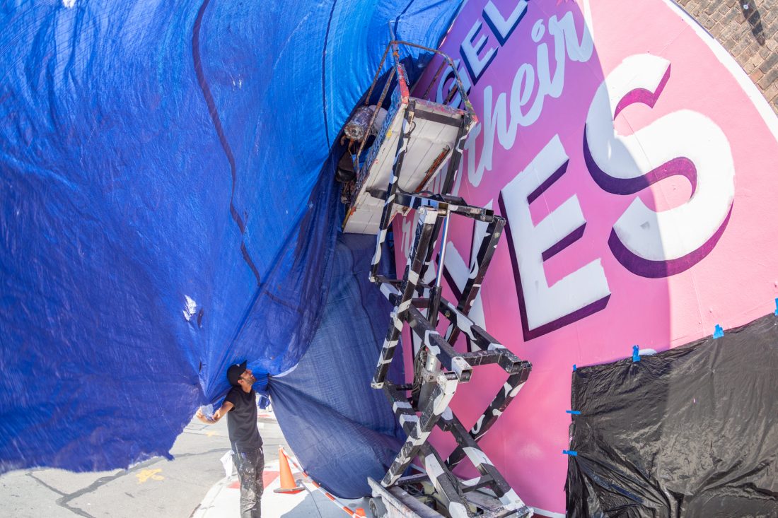 Painting under a giant ass tarp for Taylor Swift and Spotify