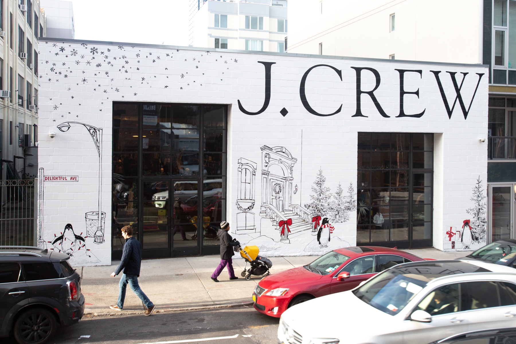 Colossal Media hand-painted Williamsburg storefront for J.Crew.